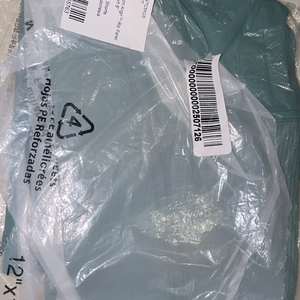 Lululemon Align Ribbed Panel High-Rise Short 8" Tidewater Teal Green Blue nwt